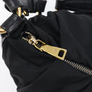 PRADA Shoulder Bag Nylon Black Gold Auth yk20847V-9