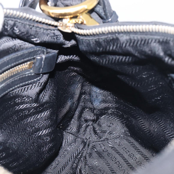 PRADA Shoulder Bag Nylon Black Gold Auth yk20847V