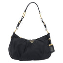 PRADA Shoulder Bag Nylon Black Gold Auth yk20847V-13