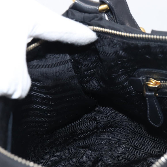 PRADA Shoulder Bag Nylon Black Gold Auth yk20847V