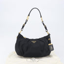 PRADA Shoulder Bag Nylon Black Gold Auth yk20847V-12