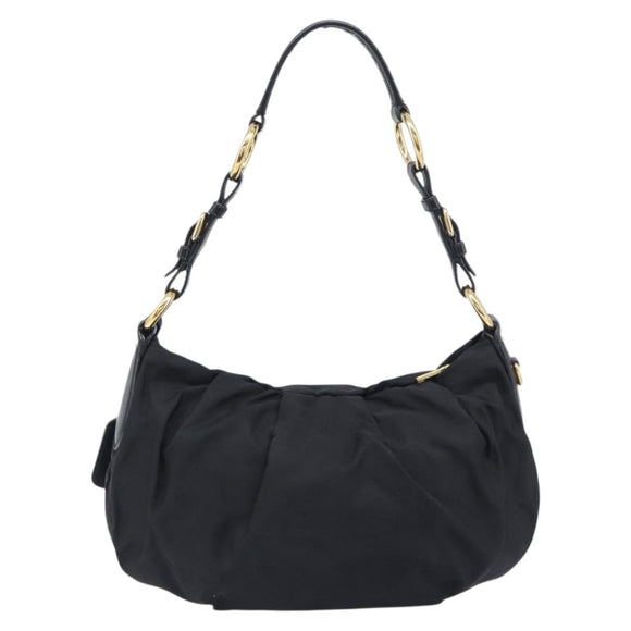 PRADA Shoulder Bag Nylon Black Gold Auth yk20847V