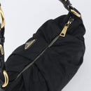 PRADA Shoulder Bag Nylon Black Gold Auth yk20847V-6