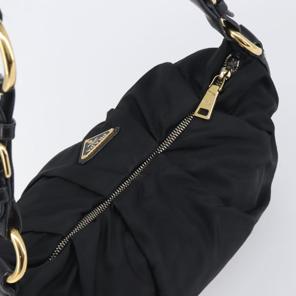 PRADA Shoulder Bag Nylon Black Gold Auth yk20847V