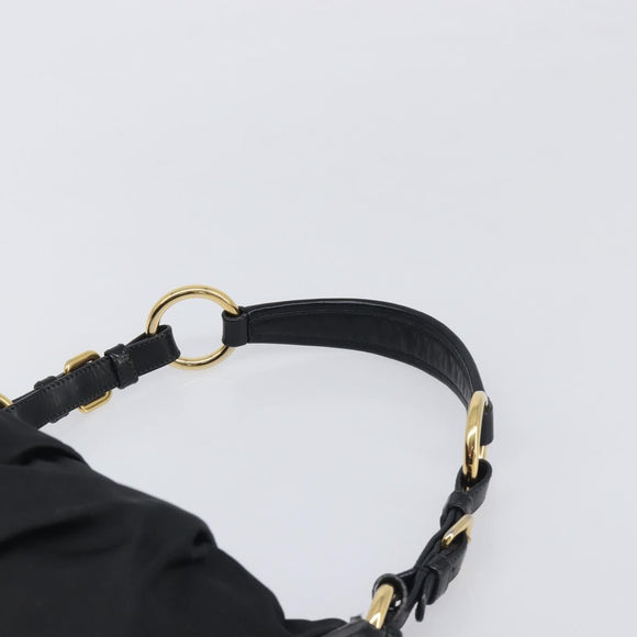 PRADA Shoulder Bag Nylon Black Gold Auth yk20847V