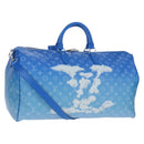 LOUIS VUITTON Monogram Crows Keepall Bandouliere 50 Blue M45428 Auth yk20850SAM-1