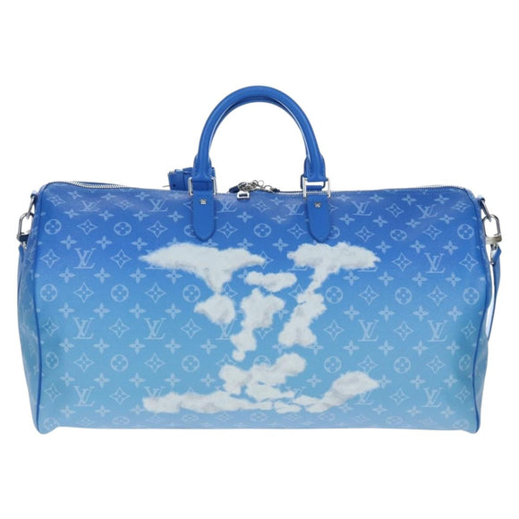 LOUIS VUITTON Monogram Crows Keepall Bandouliere 50 Blue M45428 Auth yk20850SAM