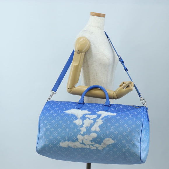 LOUIS VUITTON Monogram Crows Keepall Bandouliere 50 Blue M45428 Auth yk20850SAM