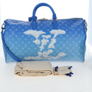LOUIS VUITTON Monogram Crows Keepall Bandouliere 50 Blue M45428 Auth yk20850SAM-12