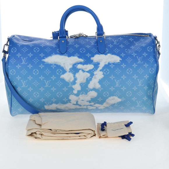 LOUIS VUITTON Monogram Crows Keepall Bandouliere 50 Blue M45428 Auth yk20850SAM