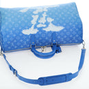 LOUIS VUITTON Monogram Crows Keepall Bandouliere 50 Blue M45428 Auth yk20850SAM-8