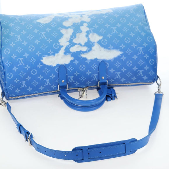 LOUIS VUITTON Monogram Crows Keepall Bandouliere 50 Blue M45428 Auth yk20850SAM