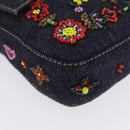 FENDI Mamma Baguette Shoulder Bag Denim Beads Multicolor Silver Auth yk20851SM-14