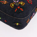 FENDI Mamma Baguette Shoulder Bag Denim Beads Multicolor Silver Auth yk20851SM-17