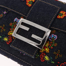 FENDI Mamma Baguette Shoulder Bag Denim Beads Multicolor Silver Auth yk20851SM-19