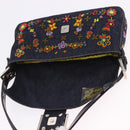 FENDI Mamma Baguette Shoulder Bag Denim Beads Multicolor Silver Auth yk20851SM-21