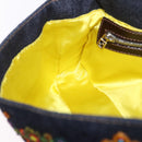 FENDI Mamma Baguette Shoulder Bag Denim Beads Multicolor Silver Auth yk20851SM-25