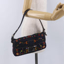 FENDI Mamma Baguette Shoulder Bag Denim Beads Multicolor Silver Auth yk20851SM-28