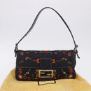 FENDI Mamma Baguette Shoulder Bag Denim Beads Multicolor Silver Auth yk20851SM-12