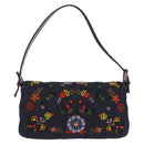 FENDI Mamma Baguette Shoulder Bag Denim Beads Multicolor Silver Auth yk20851SM-2