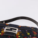 FENDI Mamma Baguette Shoulder Bag Denim Beads Multicolor Silver Auth yk20851SM-8