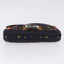 FENDI Mamma Baguette Shoulder Bag Denim Beads Multicolor Silver Auth yk20851SM-5