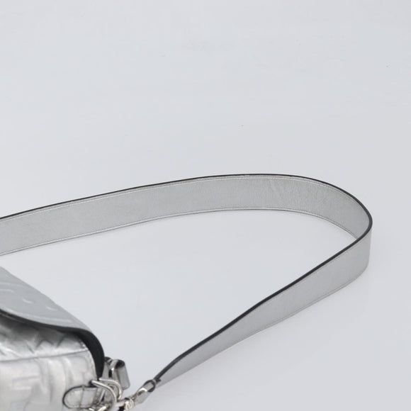 FENDI Zucca Mamma Baguette Shoulder Bag Leather Silver 8BR600 Auth yk20852SAM