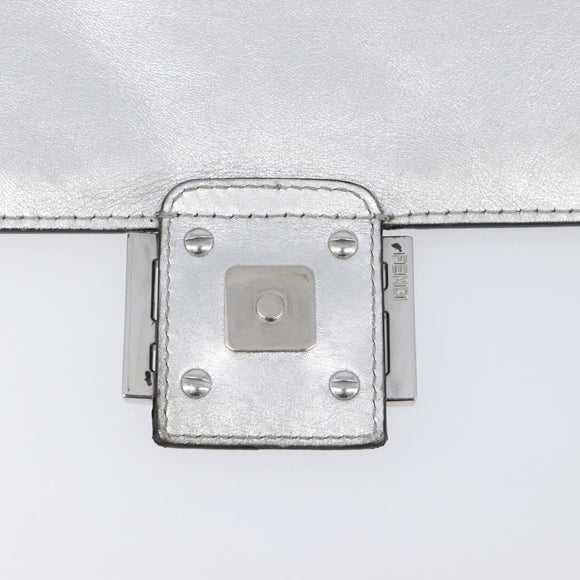 FENDI Zucca Mamma Baguette Shoulder Bag Leather Silver 8BR600 Auth yk20852SAM