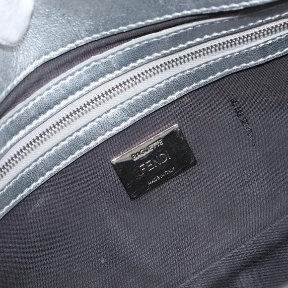 FENDI Zucca Mamma Baguette Shoulder Bag Leather Silver 8BR600 Auth yk20852SAM
