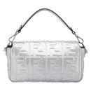 FENDI Zucca Mamma Baguette Shoulder Bag Leather Silver 8BR600 Auth yk20852SAM-3
