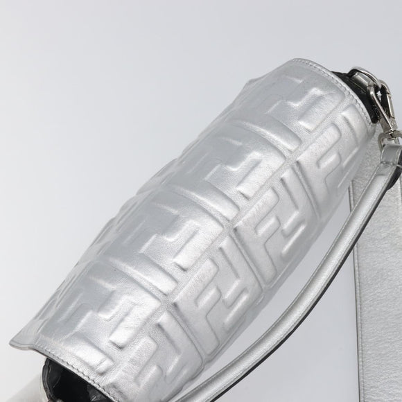 FENDI Zucca Mamma Baguette Shoulder Bag Leather Silver 8BR600 Auth yk20852SAM