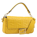 FENDI Zucca Mamma Baguette Shoulder Bag Leather Yellow 8BR600 Auth yk20853SAM-1
