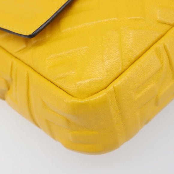 FENDI Zucca Mamma Baguette Shoulder Bag Leather Yellow 8BR600 Auth yk20853SAM