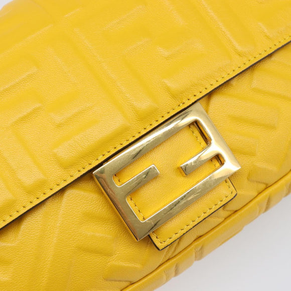 FENDI Zucca Mamma Baguette Shoulder Bag Leather Yellow 8BR600 Auth yk20853SAM
