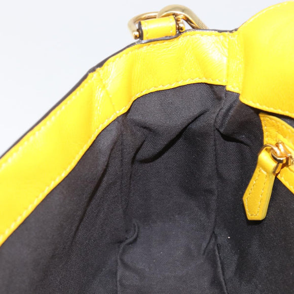 FENDI Zucca Mamma Baguette Shoulder Bag Leather Yellow 8BR600 Auth yk20853SAM