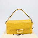 FENDI Zucca Mamma Baguette Shoulder Bag Leather Yellow 8BR600 Auth yk20853SAM-12