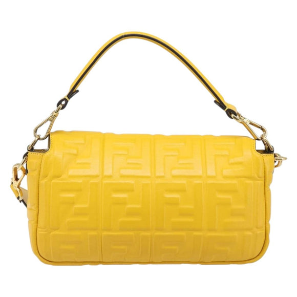 FENDI Zucca Mamma Baguette Shoulder Bag Leather Yellow 8BR600 Auth yk20853SAM
