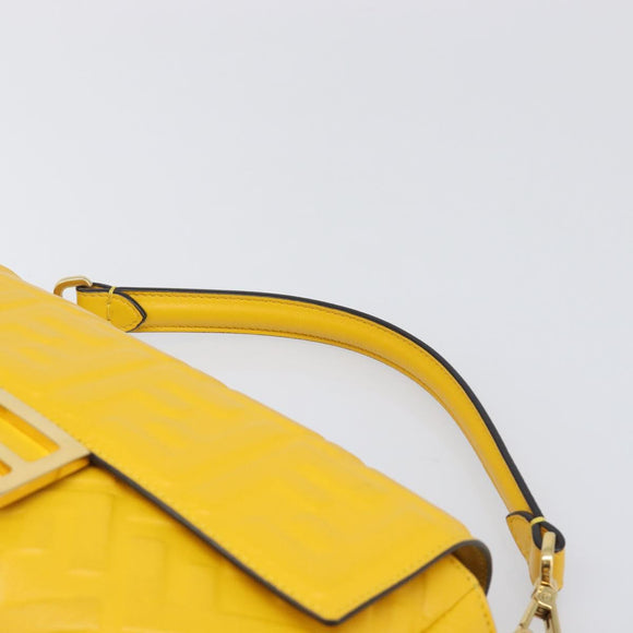 FENDI Zucca Mamma Baguette Shoulder Bag Leather Yellow 8BR600 Auth yk20853SAM