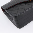 CHANEL Matelasse Turn Lock Chain Bag Lamb Skin Black Gold CC Auth yk20854SAM-15