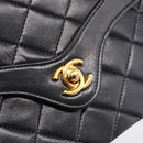 CHANEL Matelasse Turn Lock Chain Bag Lamb Skin Black Gold CC Auth yk20854SAM-18
