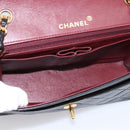 CHANEL Matelasse Turn Lock Chain Bag Lamb Skin Black Gold CC Auth yk20854SAM-10