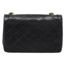 CHANEL Matelasse Turn Lock Chain Bag Lamb Skin Black Gold CC Auth yk20854SAM-2