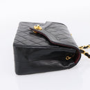 CHANEL Matelasse Turn Lock Chain Bag Lamb Skin Black Gold CC Auth yk20854SAM-4