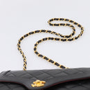 CHANEL Matelasse Turn Lock Chain Bag Lamb Skin Black Gold CC Auth yk20854SAM-14