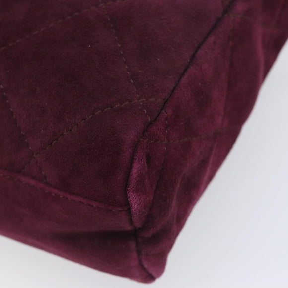 PRADA Quilted Chain Shoulder Bag Suede Bordeaux Gold Auth yk20855A