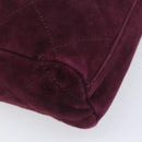 PRADA Quilted Chain Shoulder Bag Suede Bordeaux Gold Auth yk20855A-15