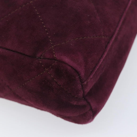 PRADA Quilted Chain Shoulder Bag Suede Bordeaux Gold Auth yk20855A