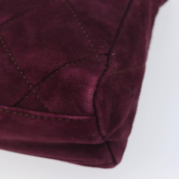 PRADA Quilted Chain Shoulder Bag Suede Bordeaux Gold Auth yk20855A