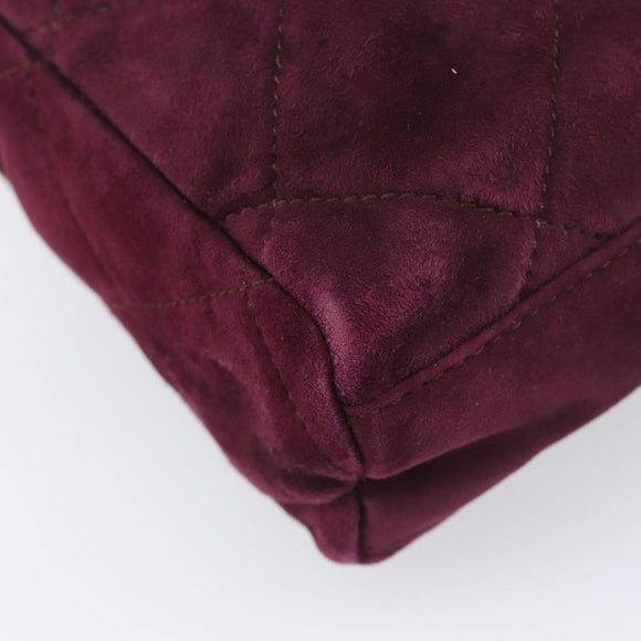 PRADA Quilted Chain Shoulder Bag Suede Bordeaux Gold Auth yk20855A