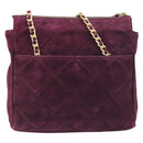 PRADA Quilted Chain Shoulder Bag Suede Bordeaux Gold Auth yk20855A-2